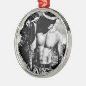 Männerkunst für seinen Cowboy Bodybuilder Weihnach Ornament Aus Metall (Links)