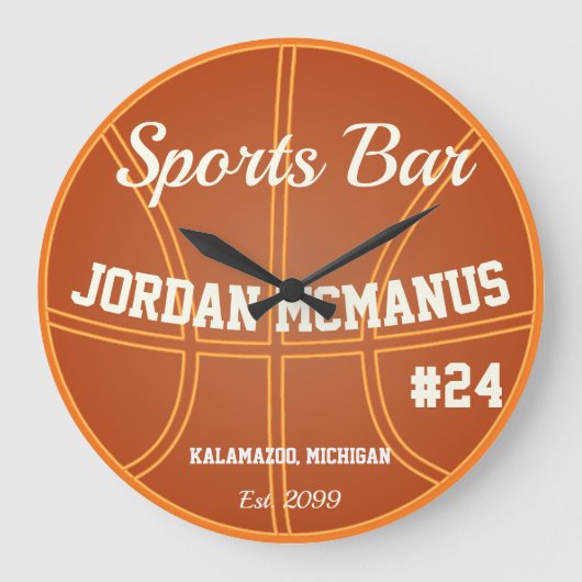 Männermarke Basketball Bar-Uhr Große Wanduhr (Vorderseite)