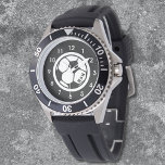Männermonogramm-Fußball-Schwarz Armbanduhr<br><div class="desc">Personalisieren Sie die moderne sportliche Uhr dieser Männer mit bearbeitbaren Initialen. Design ist eine Fußball-Grafik in der Mitte und Schwarz-Weiß-Details. Editieren Sie die Buchstaben einfach im Zazzle Editor. Viele andere Bezel und Band Stil Optionen zur Auswahl aus, um weiter anpassen, um es zu einem Geschenk für einen Mann, eine Frau...</div>