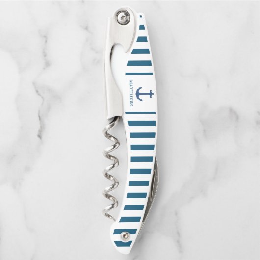 Männernagel, Blauer Anker, kundenspezifischer Mono Kellnermesser (Vorderseite)