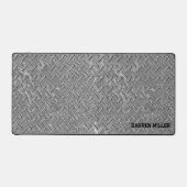 Männerpersonalize Name Grunge Chrome Geschenk Schreibtischunterlage (Vorderseite)