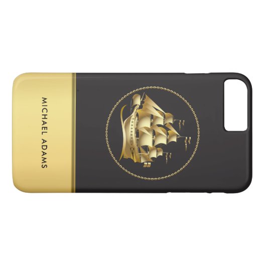 Männerschiff mit Monogramm Case-Mate iPhone Hülle (Rückseite (Horizontal))