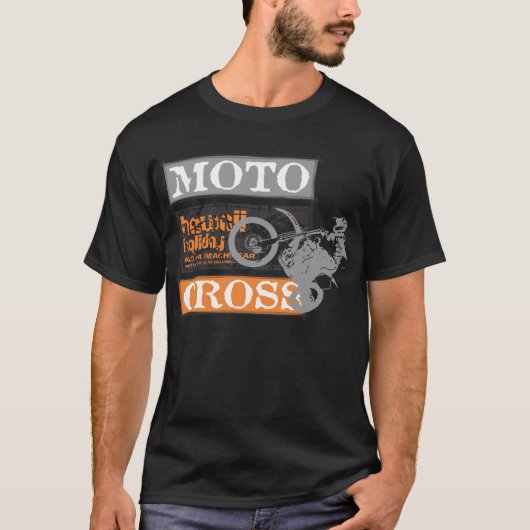 Männerschwarzer Motocross-Hawaii-Feiertag T-Shirt (Vorderseite)