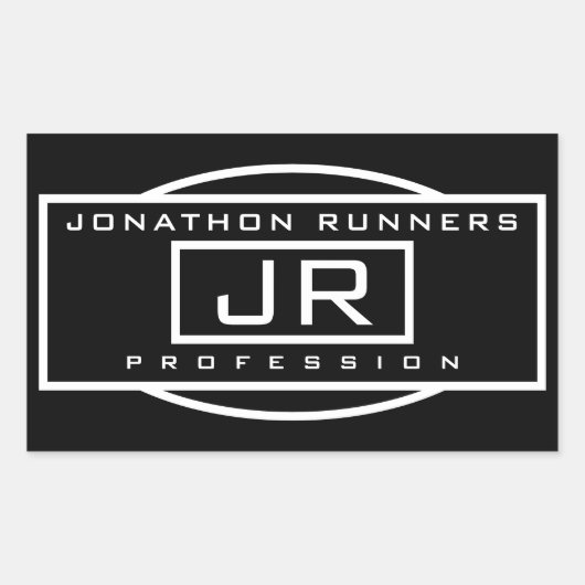 Männersportive Geometrie, Schwarz und Weiß Rechteckiger Aufkleber (Vorderseite)