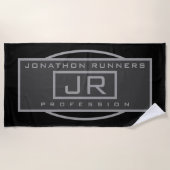 Männersportive Geometrische dunkle Grays & Schwarz Strandtuch (Vorderseite)