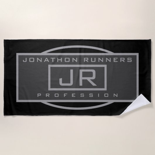 Männersportive Geometrische dunkle Grays & Schwarz Strandtuch (Vorderseite)