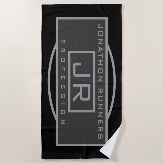 Männersportive Geometrische dunkle Grays & Schwarz Strandtuch (Vorderseite)