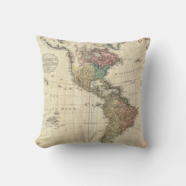 Mannert Karte 1796 des Nordens und des Südamerikas Kissen (Vorderseite)