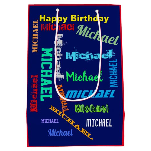 Männerwiederholung Happy Birthday Geschenk Mittlere Geschenktüte (Rückseite)