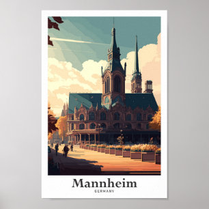 Mannheim Deutschland Reisen Kunst Vintage Illustra Poster