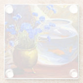 Mannheim - Goldfischglas und Blumen Glasuntersetzer (Rückseite)
