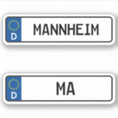 Mannheim kennzeichen, German Car License Plate Aufkleber (Vorderseite)