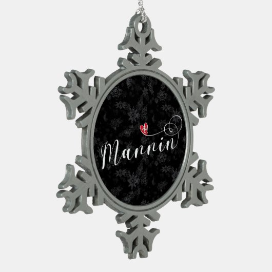 Mannin, Isle of Man Flag Herz, Manx Schneeflocken Zinn-Ornament (Links)