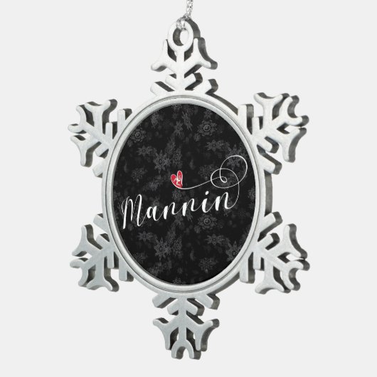 Mannin, Isle of Man Flag Herz, Manx Schneeflocken Zinn-Ornament (Rechts)