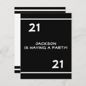 Männlich 21. Geburtstag Party Einfach Schwarz & We Einladung (Vorne/Hinten)