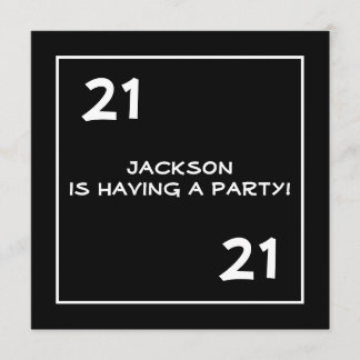 Männlich 21. Geburtstag Party Einfach Schwarz & We Einladung