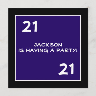 Männlich 21. Geburtstag Party Simple Dark Blue Einladung