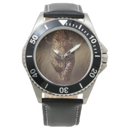 Männlich, Leopard Hintergrund, Herren Uhr