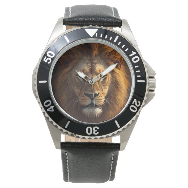 Männlich ,Löwenkönig Hintergrund, Herren Uhr (Vorderseite)