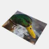 Männlich Mallard Portrait Willkommen Türmatte (Schrägansicht)