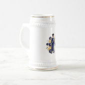 Männliche Abschluss-Silhouette mit Blumen Bierglas (Vorderseite Links)