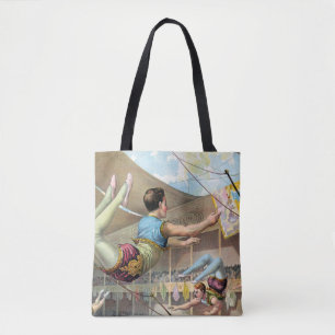 Männliche Akrobaten bei einer Vorstellung im Zirku Tasche