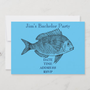 Männliche Bachelor Party zum Thema Fischerei Einladung