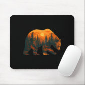 Männliche Bärsilhouette mit Waldlandschaft und Mousepad (Mit Mouse)