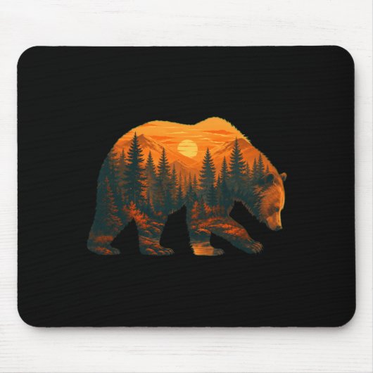 Männliche Bärsilhouette mit Waldlandschaft und Mousepad (Vorne)