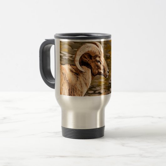 Männliche Big Horn Ram Sheep Reisebecher (Vorderseite Links)