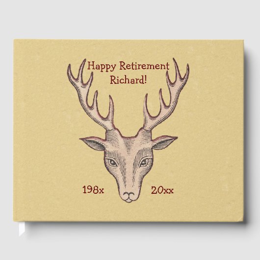 Männliche braune Hirschköpfe, rot dargestellt Gästebuch (Vorderseite)