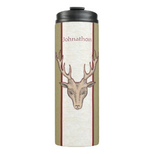 Männliche braune Trophäe Hirsche Kopf Antler rote  Thermosbecher