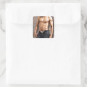 Männliche Brustaufnahme Quadratischer Aufkleber (Tasche)