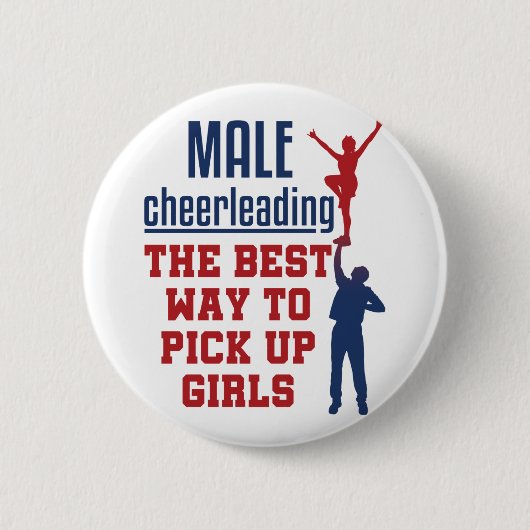 Männliche Cheerleader Bester Weg, um Mädchen abzuh Button (Vorderseite)