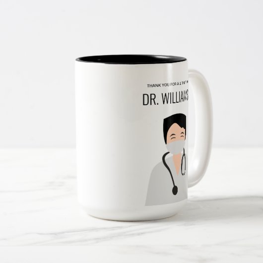 Männliche Doktoranschauung Danke Zweifarbige Tasse (VorderseiteRechts)