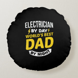Männliche Elektriker bei Tag Welten besten Vater b Rundes Kissen