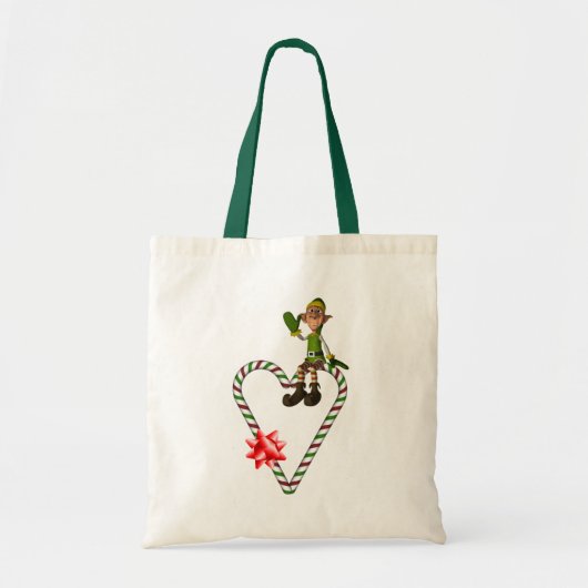 Männliche Elf Candy Canes Weihnachtsfeiertag Tote Tragetasche (Vorne)