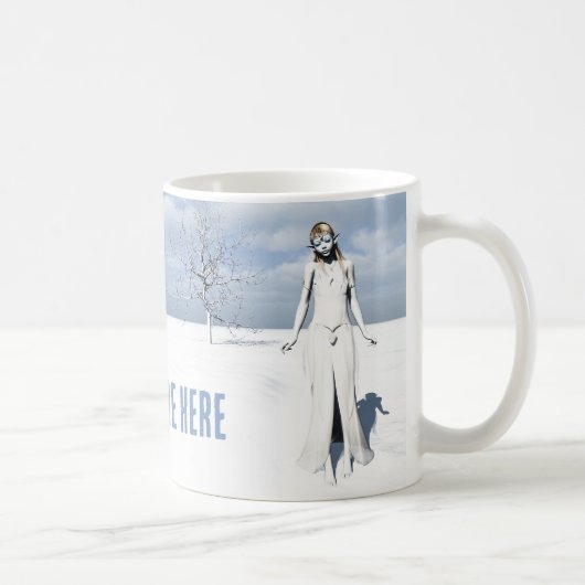 Männliche Elfe, die im Schnee spazieren. Anpassbar Kaffeetasse (Rechts)