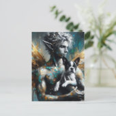 Männliche Faibe mit Boston Terrier Puppy Postkarte (Stehend Vorderseite)