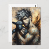 Männliche Faibe mit schwarzem Lamm Postkarte (Vorne/Hinten)