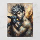 Männliche Faibe mit schwarzem Lamm Postkarte (Vorderseite)