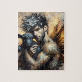 Männliche Faibe mit schwarzem Lamm Puzzle