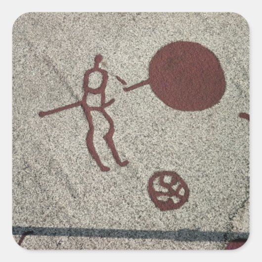 Männliche Figur mit Sonne Quadratischer Aufkleber (Vorderseite)