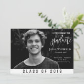 Männliche Foto-Abschluss-Party Einladung (Stehend Vorderseite)