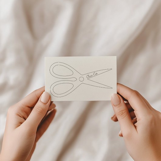 Männliche Friseurhaare mit Schere, dünn Logo Visitenkarte