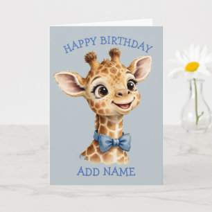 Männliche Giraffe: Pastell-Bogen-Geburtstags-Baby- Karte