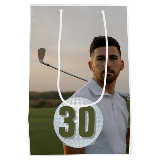 Männliche Golf-30 Themed Mittlere Geschenktüte (Rückseite)