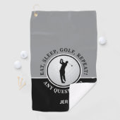 Männliche Golfer Silhouette Golf Ball Zitat Schwar Golfhandtuch (Insitu)