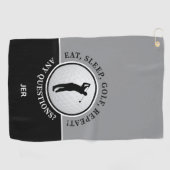 Männliche Golfer Silhouette Golf Ball Zitat Schwar Golfhandtuch (Horizontal)