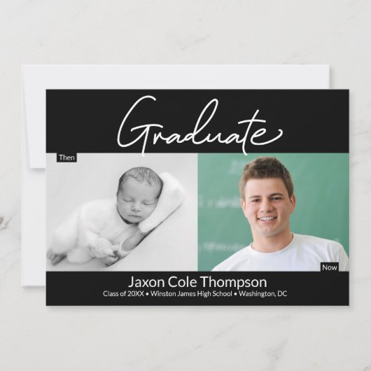 Männliche Graduate Damme and Now High School Grad Ankündigung (Vorderseite)